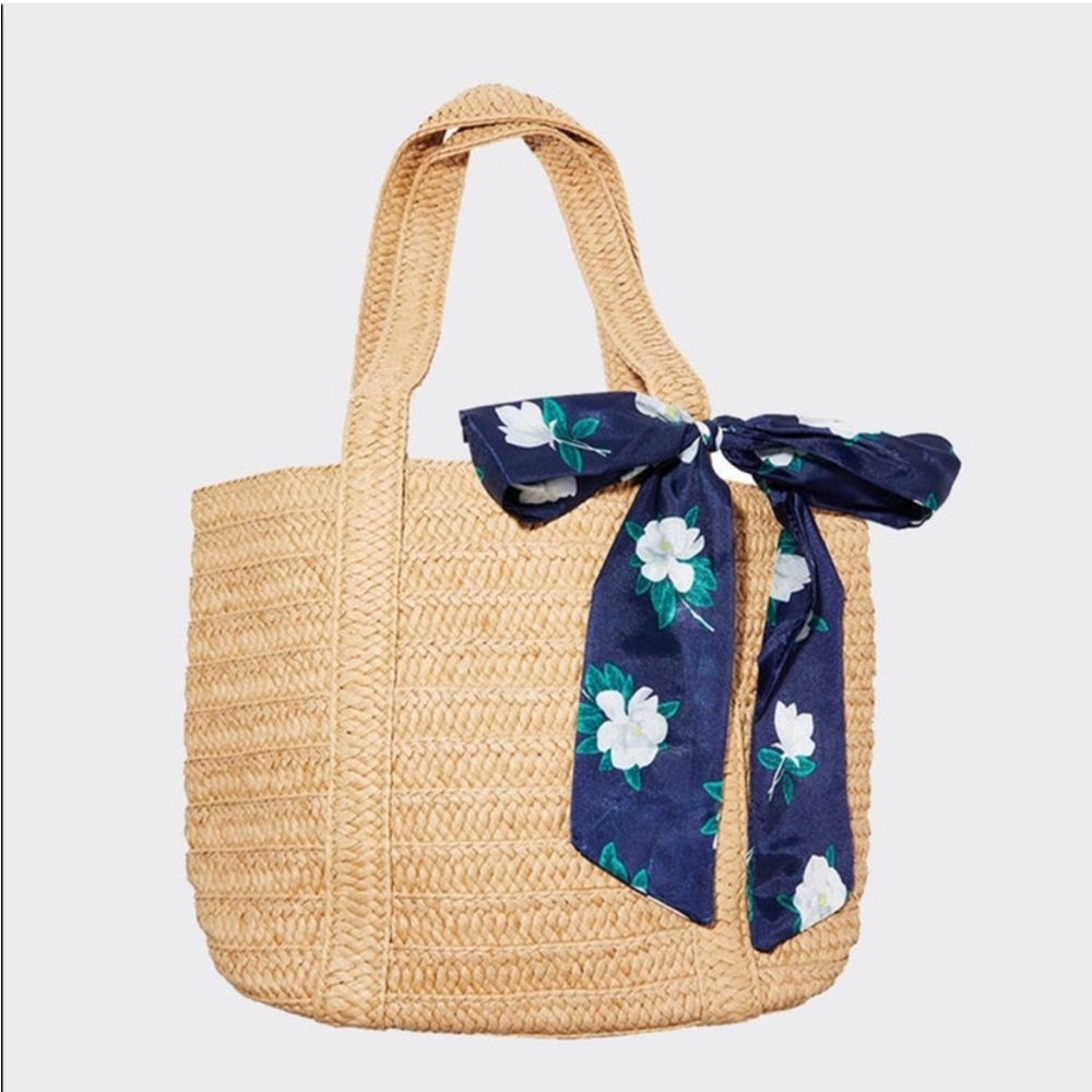 Draper James Straw Bag with Floral Scarf